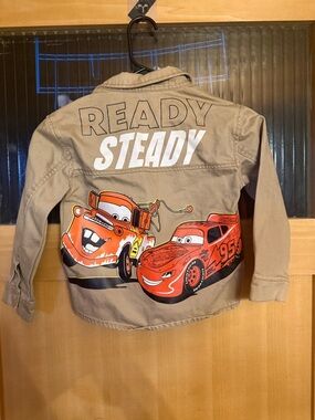 Disney Pixar Cars jacket 5 Tan Brown Lightning McQueen Mater